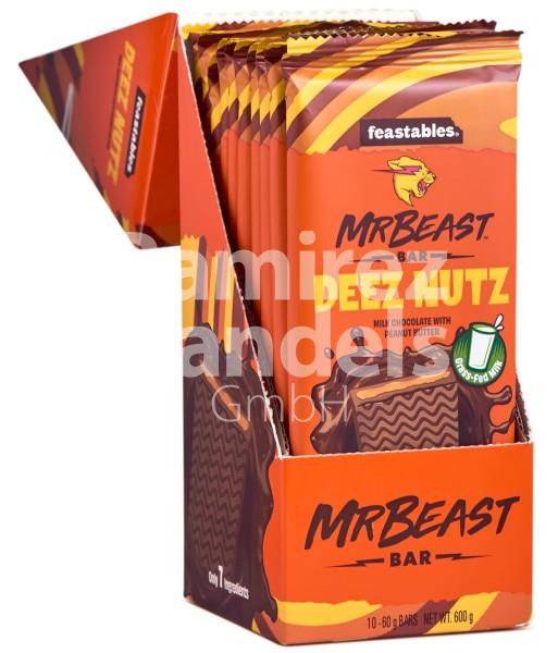 Schokolade Bar Mr. Beast DEEZ NUTS Display 10 St. je 60 g