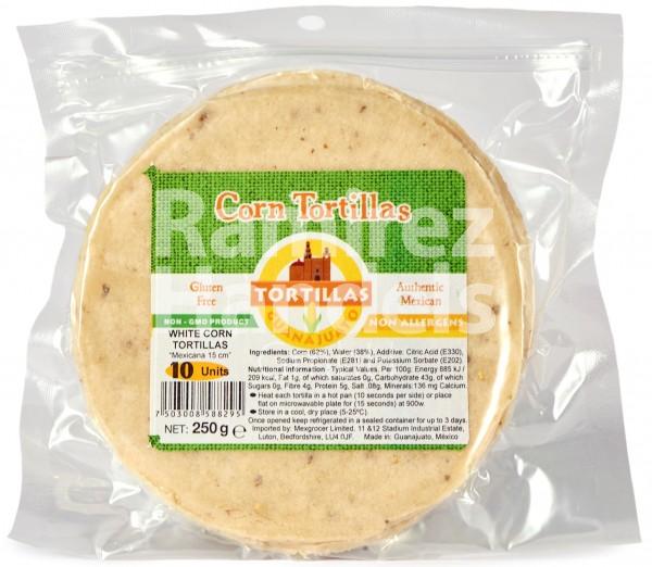 White corn tortillas GUANAJUATO 15 cm (10 pieces) 250 g (EXP 28 NOV 2024)