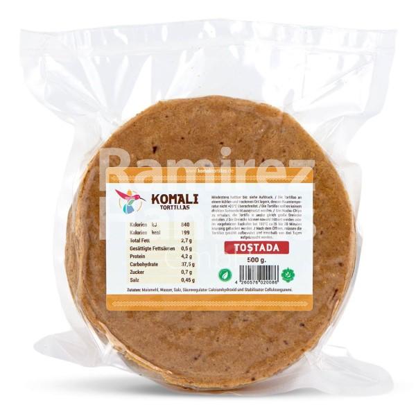 Tortillas de Maiz Nixtamalizadas Para Freir Komali 15 cm 500
