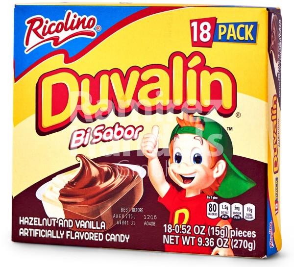 Duvalin RICOLINO Double Flavour (Hazelnut-Vanilla) Display 18 pcs. 15 g ea.(EXP 01 MARCH 2024)