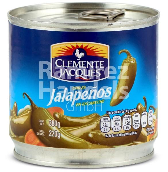 Chili Jalapeno ganze Schote CLEMENTE JACQUES 380 gr Dose (MHD 19 SEP 2022)