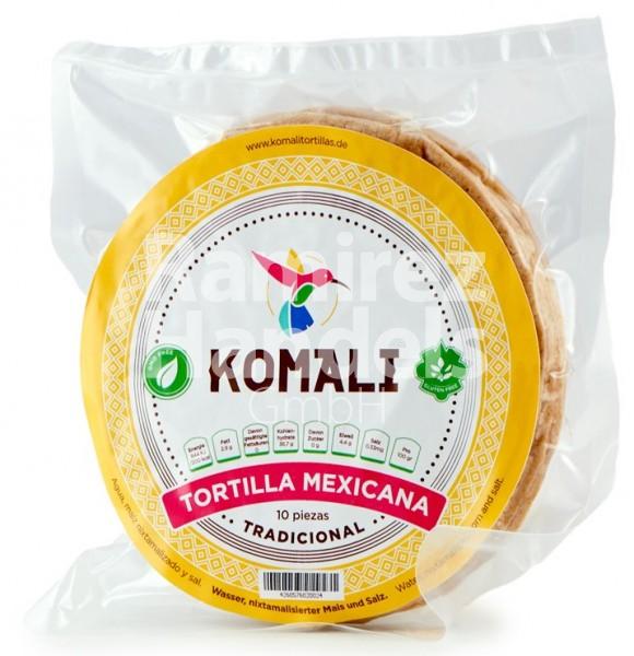 Yellow corn tortillas naturally gluten-free KOMALI 15 cm 10 pieces (approx. 250 g)