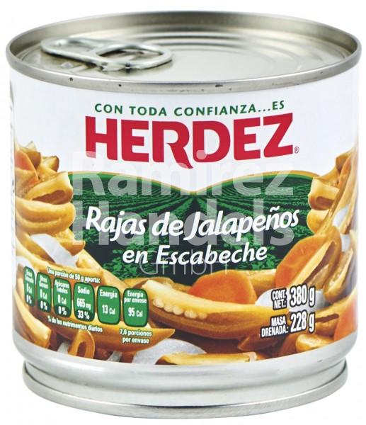 Chili jalapeño in strips (Rajas) HERDEZ 380 g (EXP 01 SEP 2023)