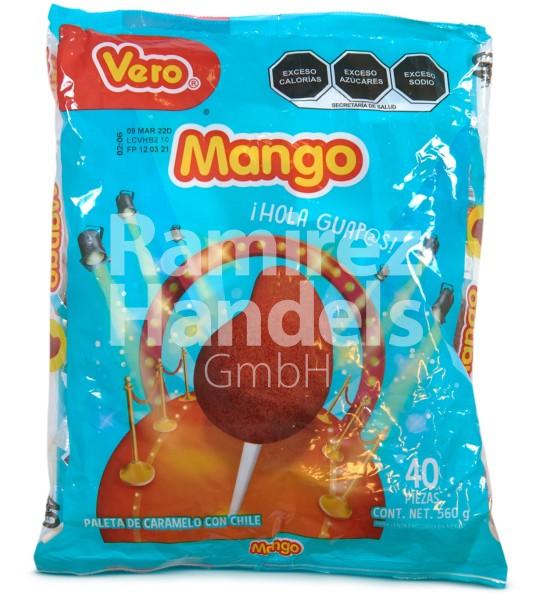 Mango lollipops with chili DULCES VERO 40 pcs. (640 g) (EXP 12 OCT 2022)