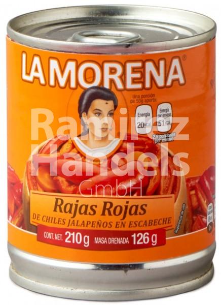 Red jalapeños in strips (Rajas rojas) LA MORENA 210 g
