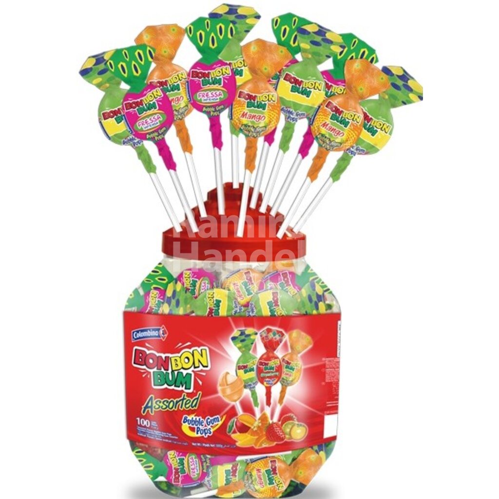 Lollipops mixed in a tin - Bon Bon Bum Tarro Surtido COLUMBINA 100 pcs. 1700 g [MHD 13 OKT 2025]