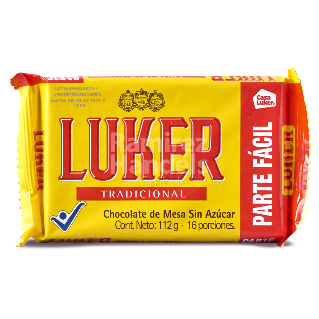 Schokolade LUKER Tradicional OHNE ZUCKER 112 g