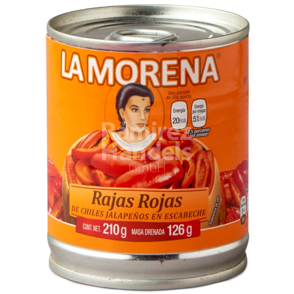 [MX0384] Red jalapeños in strips (Rajas rojas) LA MORENA 210 g