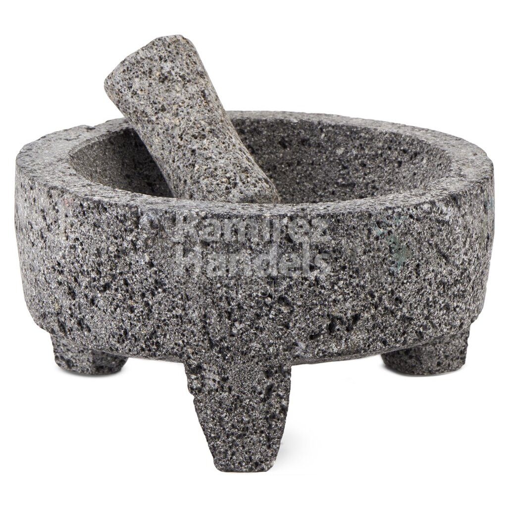 [MX1045] Mortar of volcanic stone (Molcajete) Standard MEXGROCER - 20 cm diameter