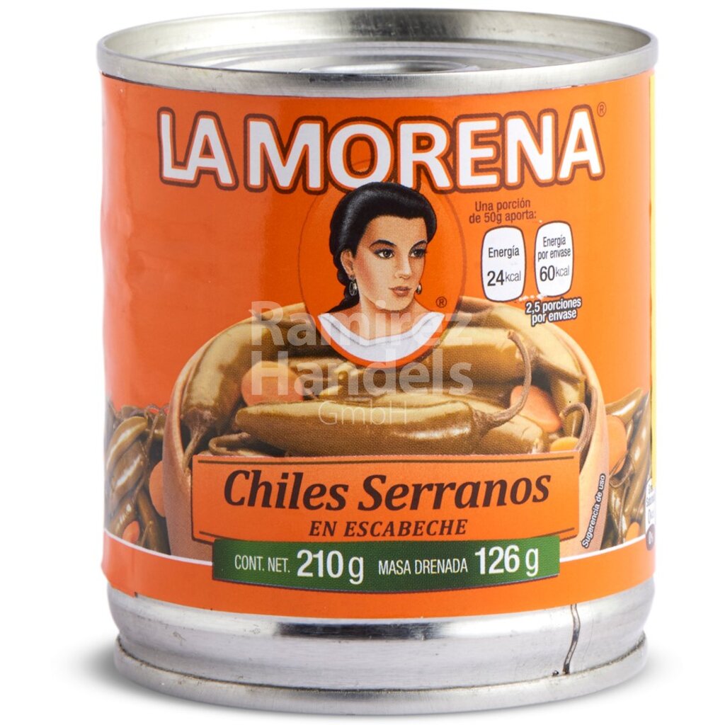 [MX1252] Chili Serrano entero LA MORENA 210 g