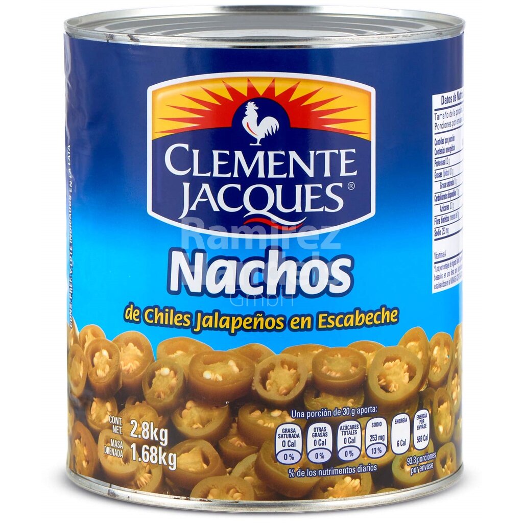[MX1498] Chile Jalapeño Nachos (rodajas) CLEMENTE JACQUES 2,8 kg Lata