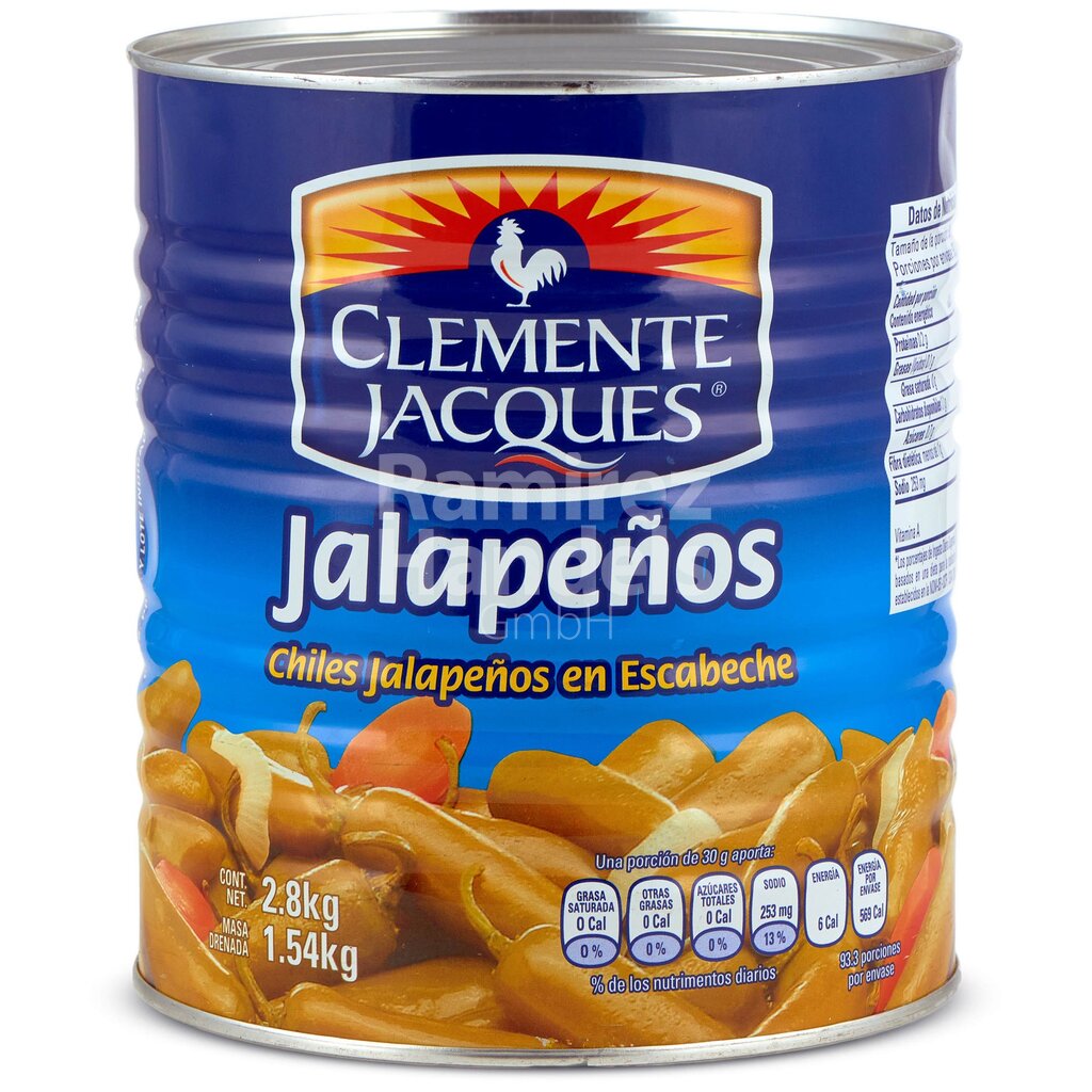 Chili Jalapeno ganze Schote CLEMENTE JACQUES 2800 gr Dose