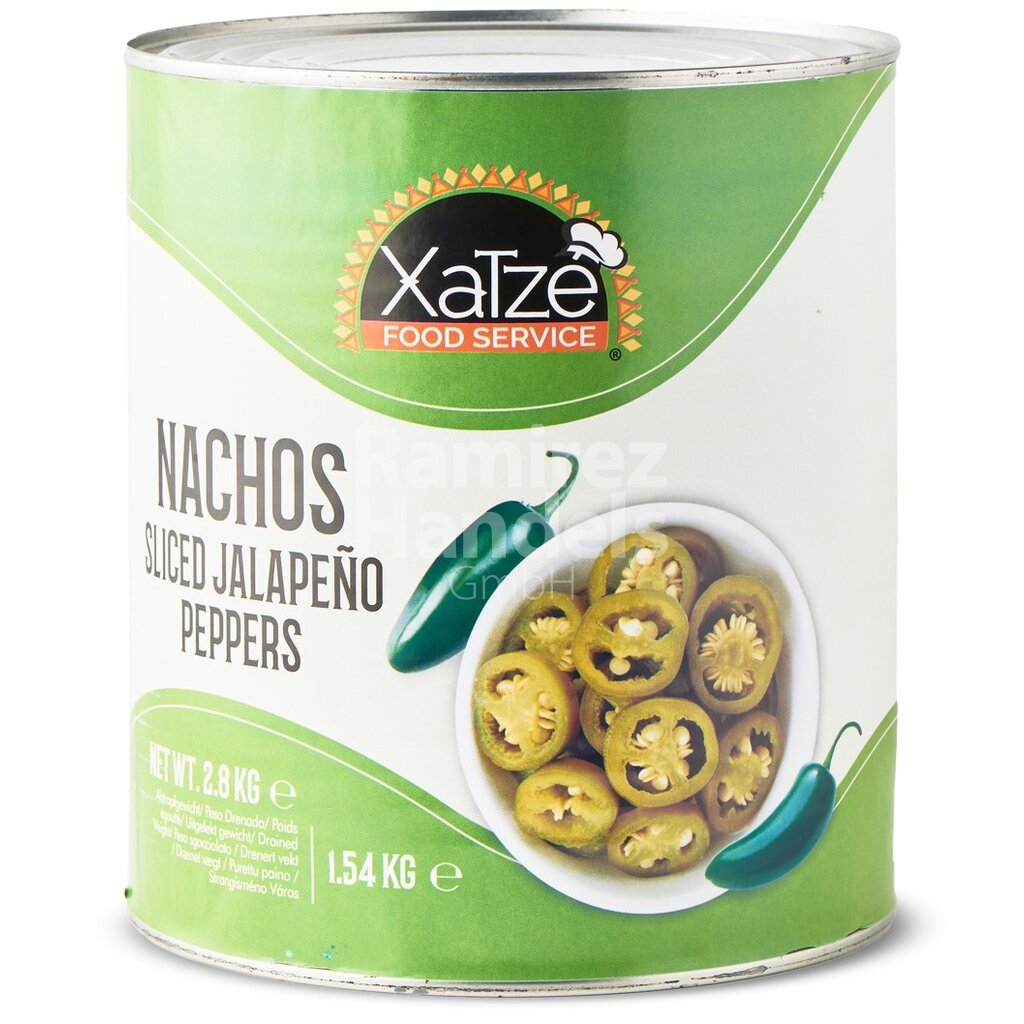 Chili Jalapeno Nachos (in Scheiben) XATZE 2,8 kg Dose