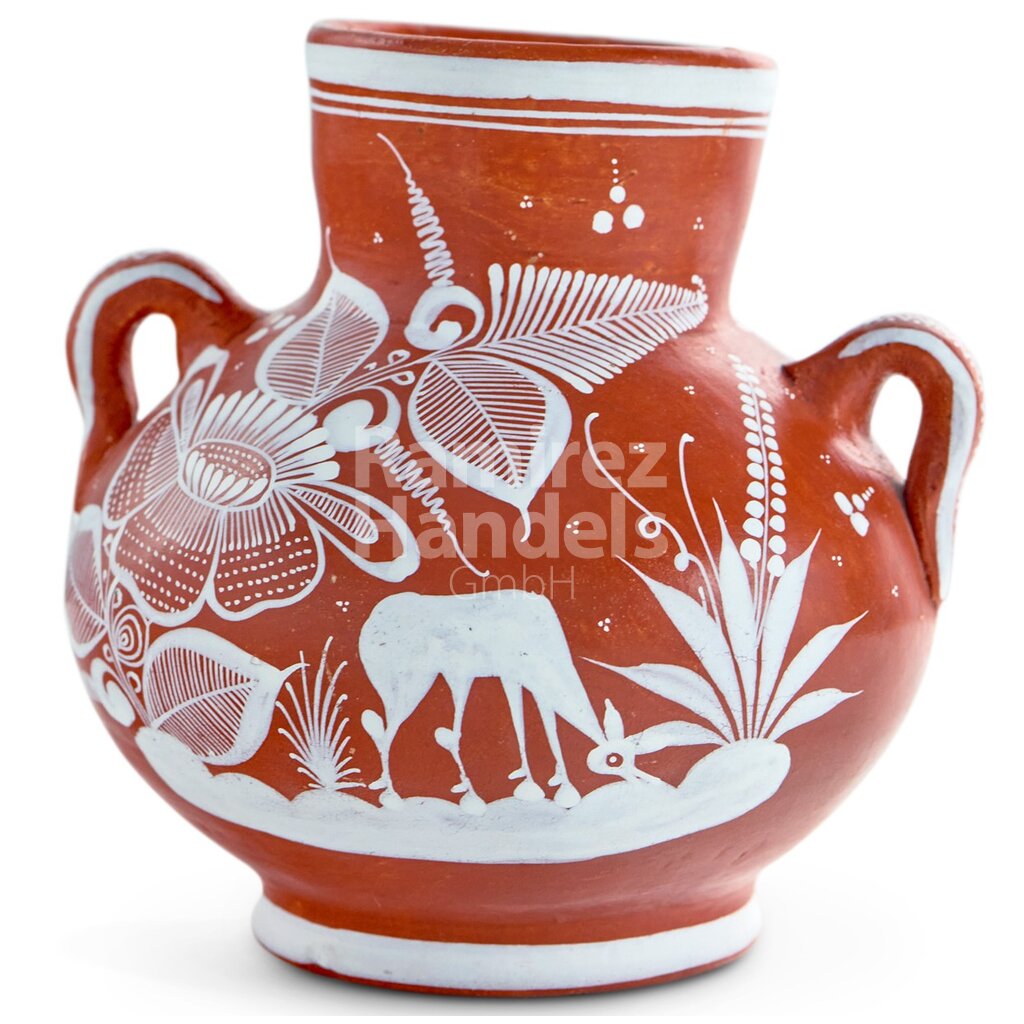 [MX1918] JARRON Doble asa (Aprox. 15 cm) Glazed Mexican Clay