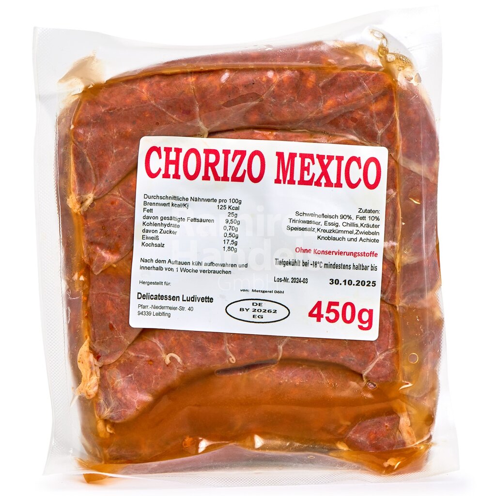 Chorizo vom Schwein mexikanische Art Kaeserei Suedamerika (im Naturdarm) 450 g