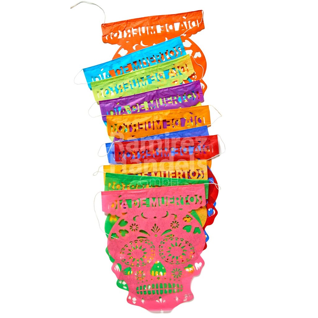 Girlande Papel Picado Toten-Kopf 5m (36 x 22 cm)