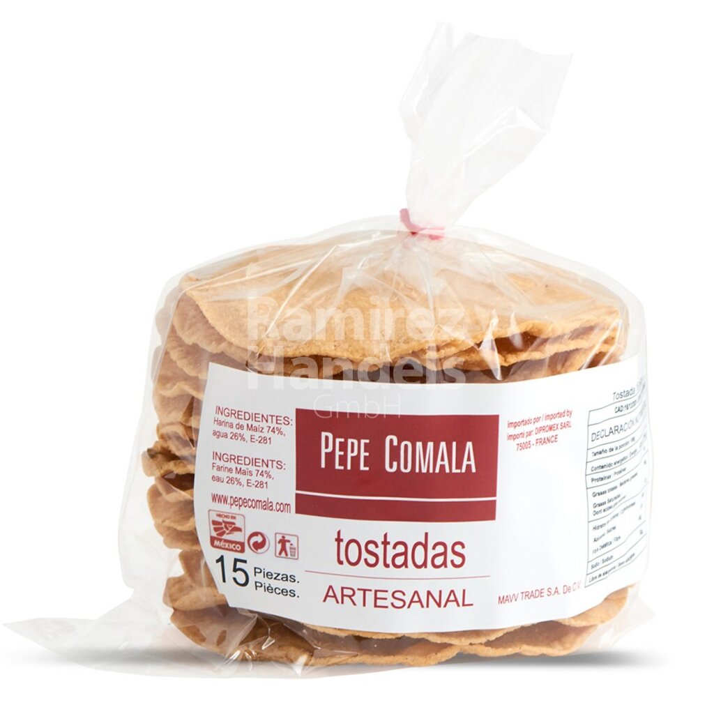[MX2228] Tostadas Fritas CHARRAS PEPE COMALA 15 pzas.(aprox 200 g)