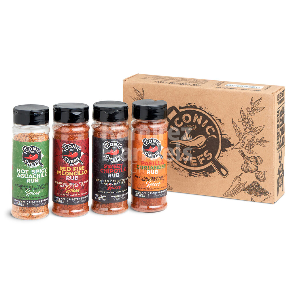 Scharfes Chili Grillgewürze Geschenkset ICONIC CHEFS 4 St je 65 g