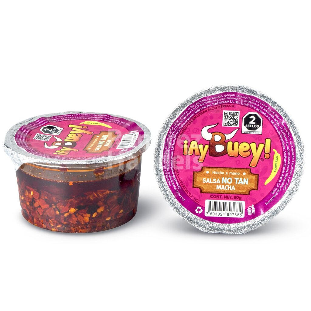 Salsa No tan Macha con 4 Chiles AY BUEY 80 g