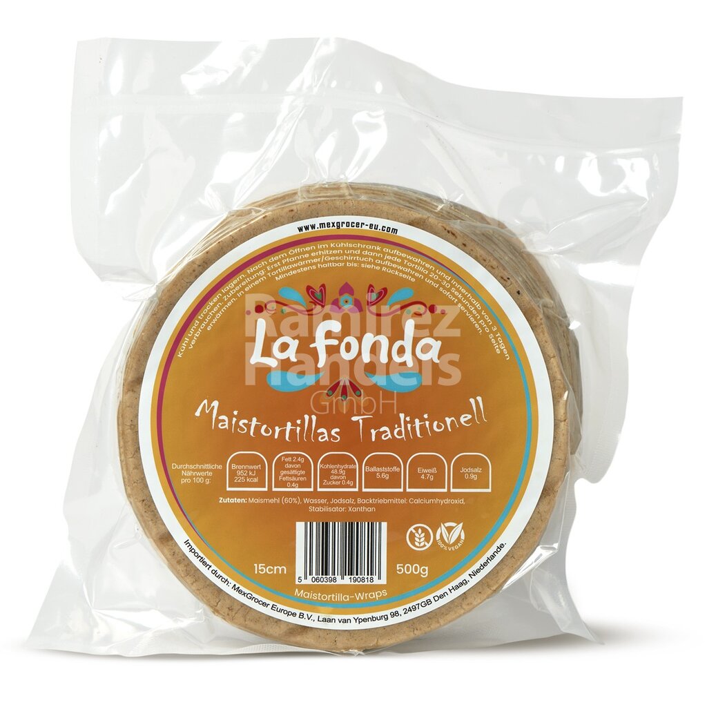 Tortillas de Maiz Nixtamalizadas TRADICIONAL LA FONDA 15 cm 500 g (Aprox 20 piezas)