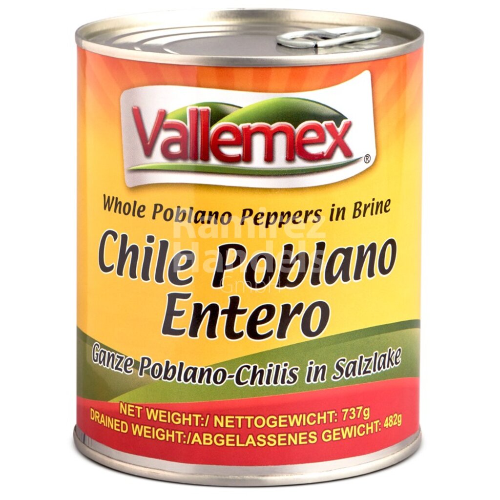 [MX2365] Chili Poblano Entero VALLEMEX 737 g