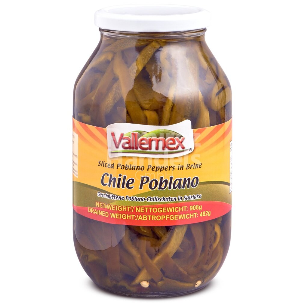 [MX2366] Chili poblano in strips (Rajas) VALLEMEX 908 g