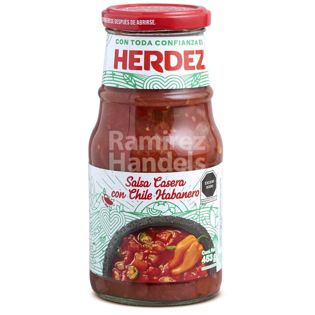 [MX2387] Salsa Casera SCHARF mit Habanero Herdez 453 g Glas