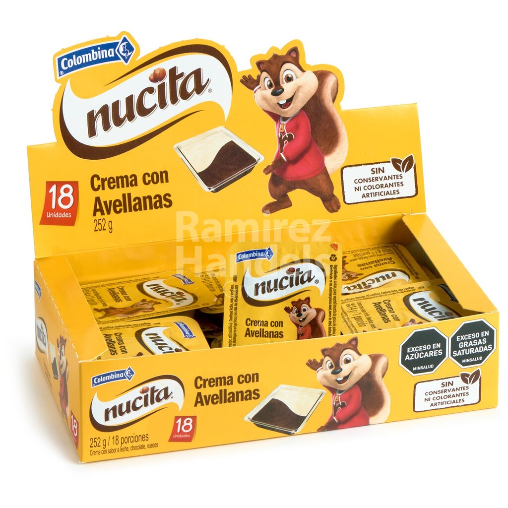 [VE0040] Cremige Süßwaren mit Haselnuss- und Milchgeschmack NUCITA Display 18 St (252 g)