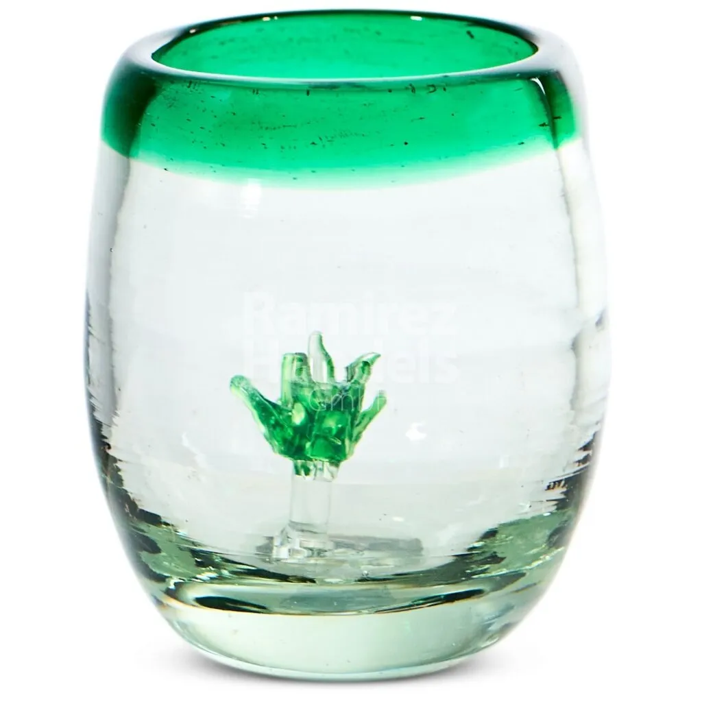 Vaso Tequilero de vidrio soplado MAGUEY CON ORILLA